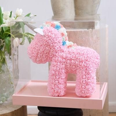 2020 Newest High Quality 38cm PE Flower Artificial Rose Unicorn for Girl Valentine Gift