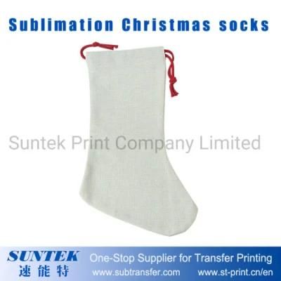 Blank Personalized Linen Sublimation Xmas Socks