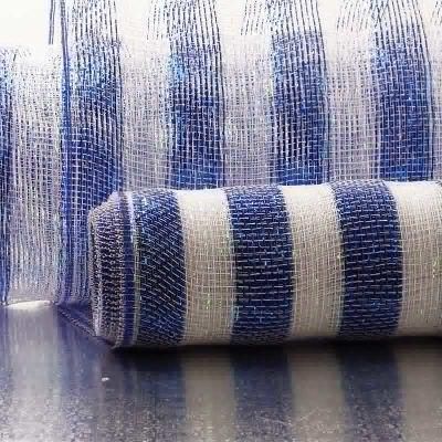 Ocean Style 1&prime;&prime; Stripe Half-Solid Metallic 21&prime;&prime; Deco Gift Mesh