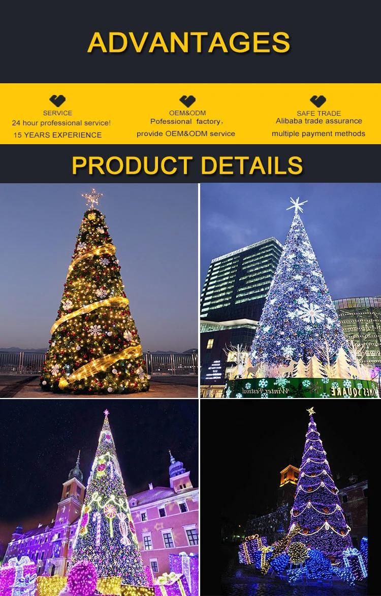 Best Product PVC Artificial LED Giant Outdoor Lighting Christmas Tree