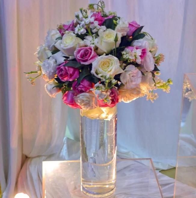 Custom Clear Acrylic Elegant Tall Columns Pillars Flower Stands Bouquet Vase Wedding Event Party Decoration