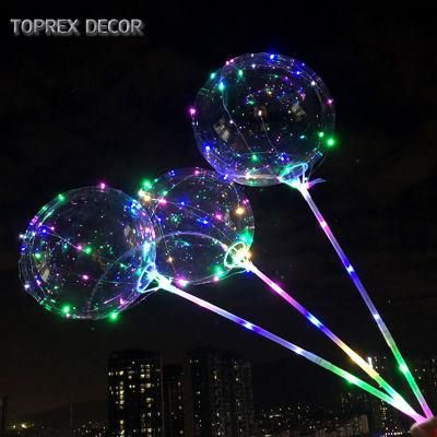 2AA Handle Battery Operated Clear LED Bobo Heliu Balloon