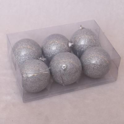 Hotsale 6cm Silver Crack Pattern Crystal Ball Foam Ornament -6PCS/PVC Box