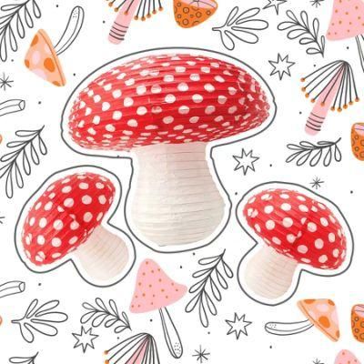 3D Mushroom Paper Lantern Cartoon Decoration Supplies for Kindergarten Children&prime; S Birthday Party Forest Jungle Decoration Background