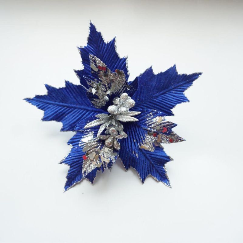 Christmas Poinsettia Flower for Tree Decoration Glitter