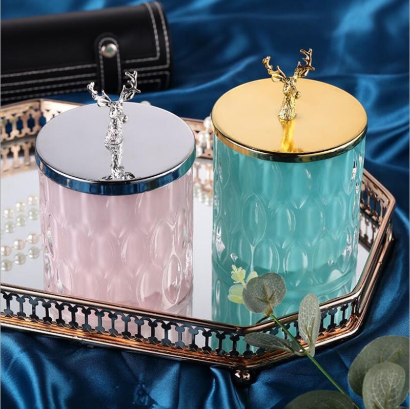Empty Luxury Drop Thick Hand Made Glass Frost Writing Holder Candle Jar with Lid