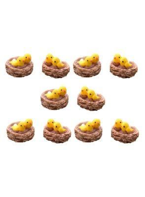 10PCS Artifical Decoration Easter Birds Chick Nest with Chicks