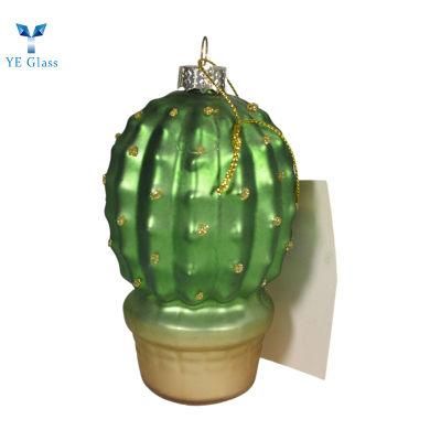 Customized Cactus Shape Borosilicate Glass Balls for Christmas Decoration