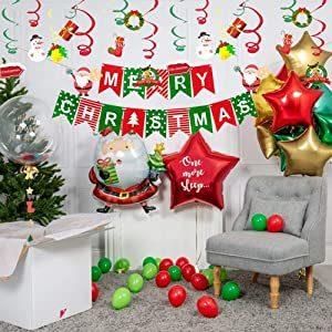 Merry Christmas Banner Christmas Party Decoration Christmas Balloons