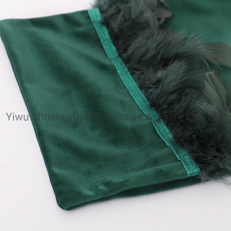 New Design Christmas Bolster Pillow with Feather for Holiday Wedding Party Home Decoration Hook Ornament Craft Gifts