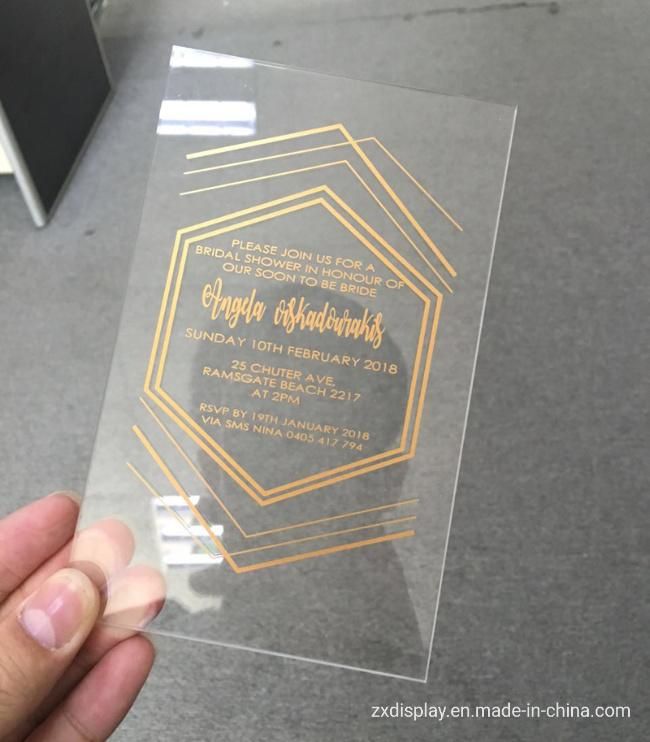 Custom Gold Printing Acrylic Invitation Wedding Invitate Card