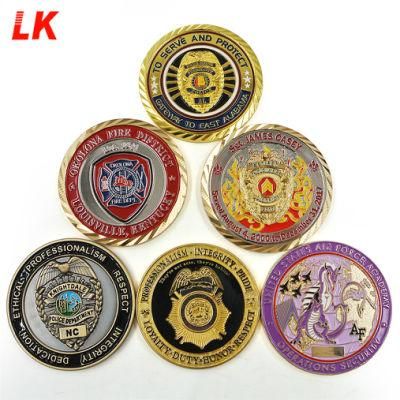 Cheap Custom Metal Gold Die Challenge Coins with Soft Enamel