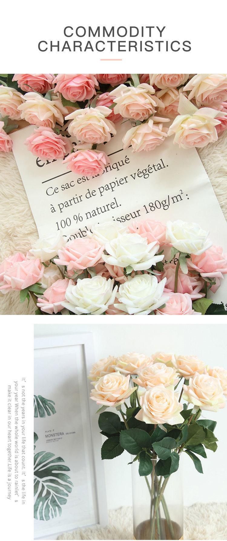 Artificial Flowers, Real Looking Blush Rose Long Stem Silk Artificial Rose Flowers Home Decor for Bridal Wedding Bouquet, Centerpieces Birthday Flowers Party