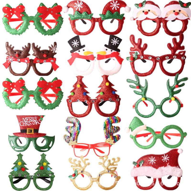 Novelty Christmas Party Gift Decoration Glitter Christmas Plastic Party Glasses for Kids