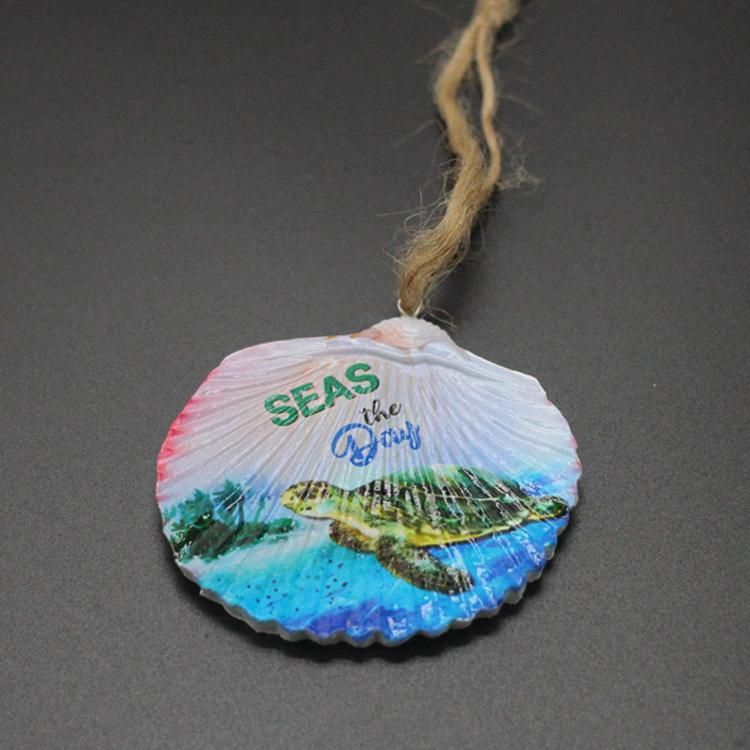 Custom Printed Shell Shaped Resin Christmas Ornament for Hanging