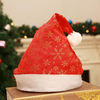 Red Color Christmas Hat with Printing Christmas Decoration