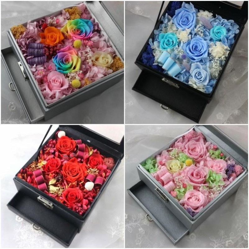 Best Valentines′ Day Gift Preserved Everlasting Real Rose Flower with Necklace Jewelry Drawer