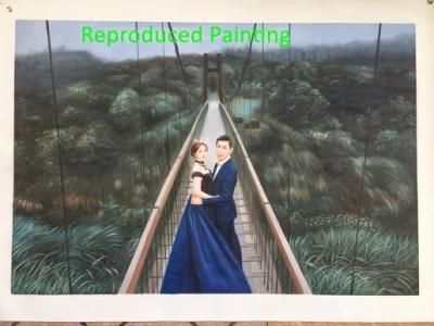 Handmade Wedding Photo Oil Painting for Wedding Decoration