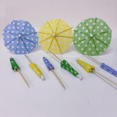 Sushis/Cake/Fruit/Juice/Cocktail Decoration Paper Party Sticks Colorful Polka DOT Cocktail Umbrella Picks