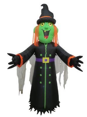 8FT Halloween Outdoor Inflatable Witch Yard Built-in LED Lights Decoration