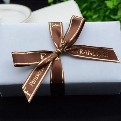 Self-Adhesion Foil Printed Satin Ribbon Bow for Box Packaging