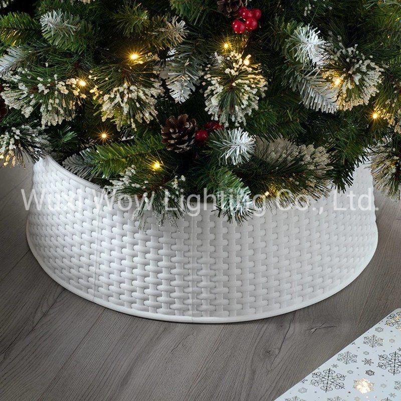 Large Rattan Effect Christmas Tree Collar, White, 65 Cm