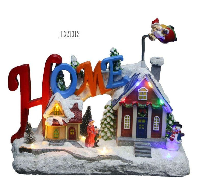 Xmas Animated Polyresin Christmas LED Village Model with Camper