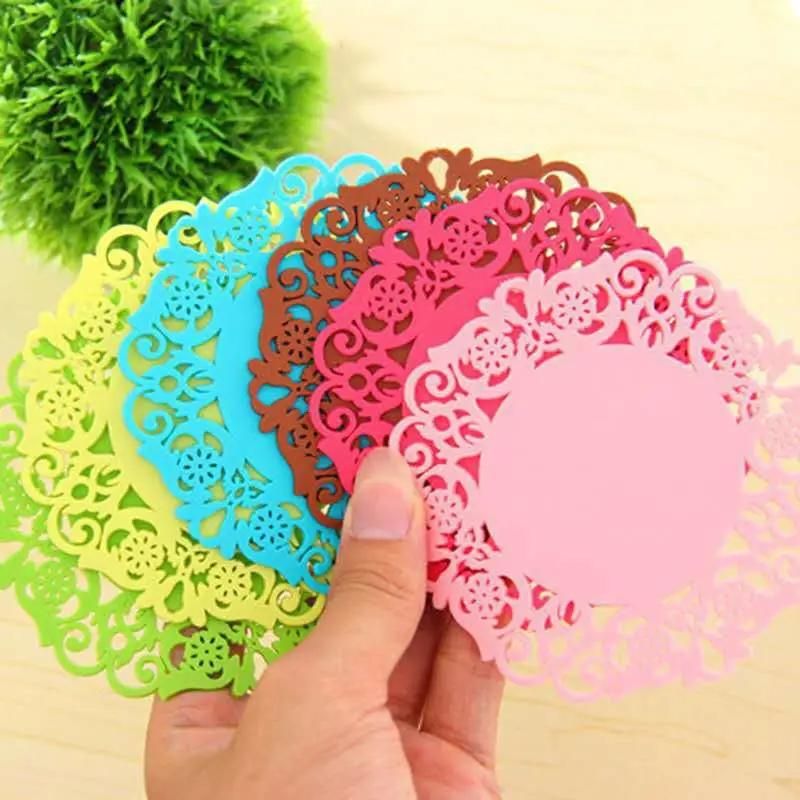 Lace Flower Hollow Doilies Silicone Mat Coaster Coffee Table Cup Mats Pad Placemat Kitchen Accessories Cup Coasters