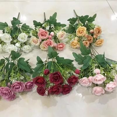 Artificial Bouquet Flower Fake Plant Mixture Rose with Chrysanthemum