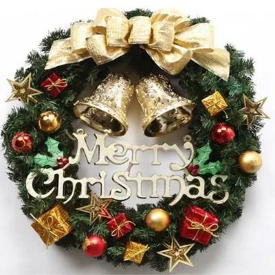 Wreath Decoration Decorations PVC Green 35 Cm Bow Wall Door 2019 New Home LED Outdoor Decorative with Bows Christmas Garland