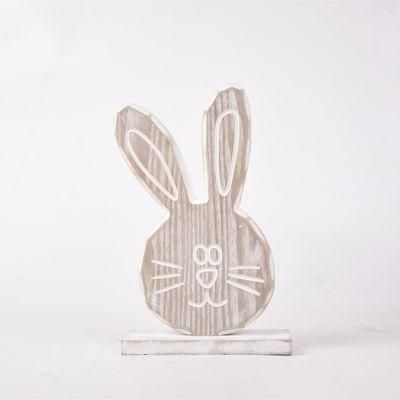 Factory Suppliers Handcraft Standing Easter Bunny Wooden Decoration