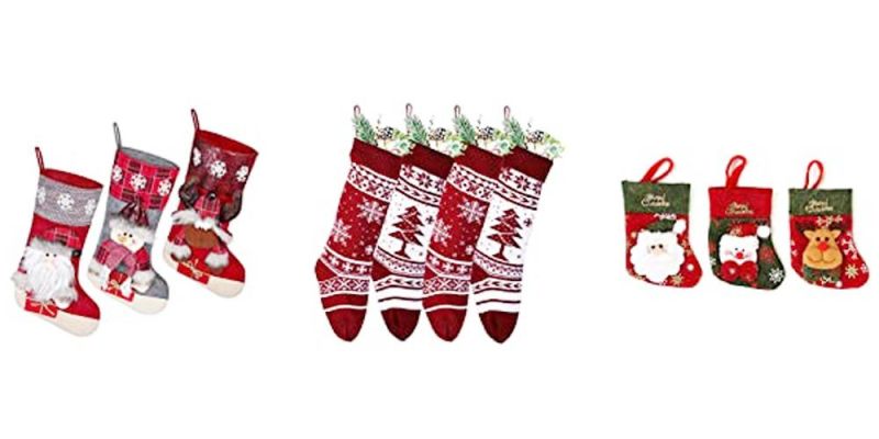 Christmas Socks Creative Christmas Ornaments Knitted 3D Striped Christmas Socks Big Candy Socks