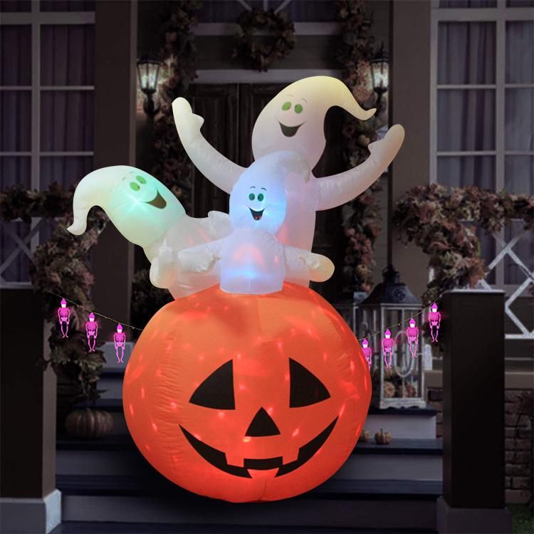Customized Halloween Decoration Built-in LED Blow up Inflatable Scary Pumpkin and Three Ghosts