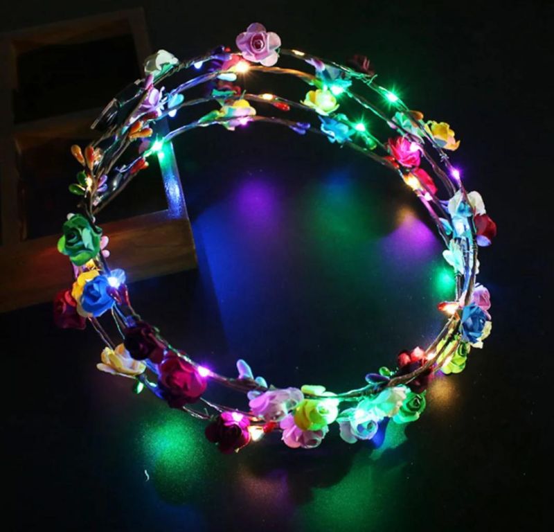 LED Luminous Flower Wreath Headband Crown for Girls Women