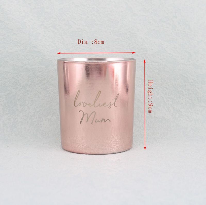 Hot Sale Sparkling Pink Glass Candles for Valentine′ S Day 7.35oz