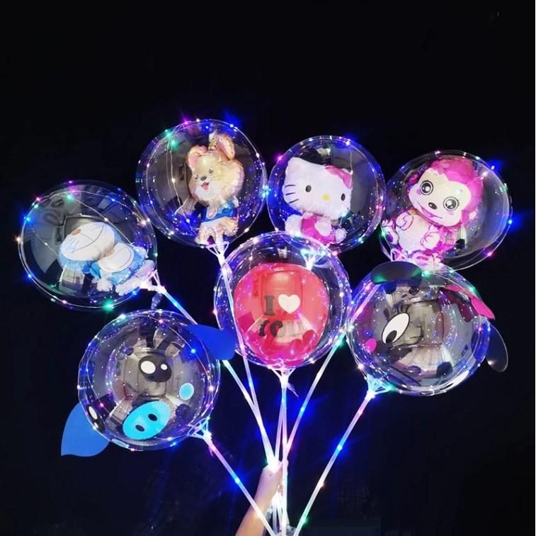 LED Bobo 18inch Clear Luminous Balloon Bubble Transparent Glow Party Dark