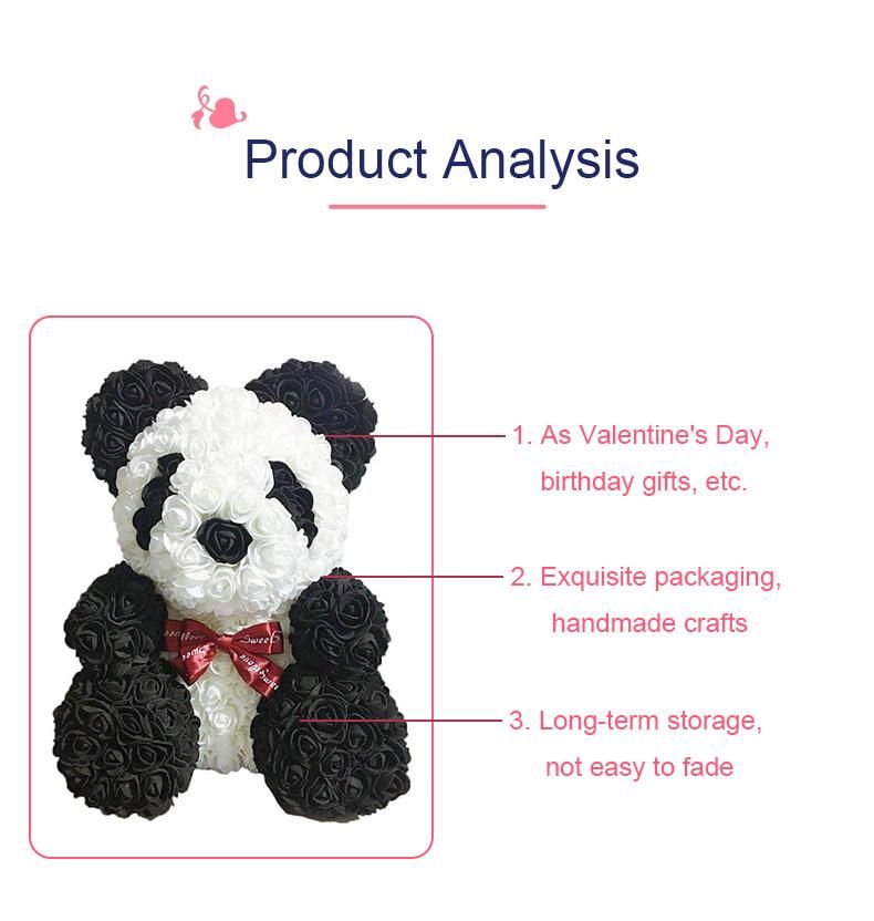 Hot Sales Cutest Panda Valentines Day Gift Artificial Bear of Roses 40