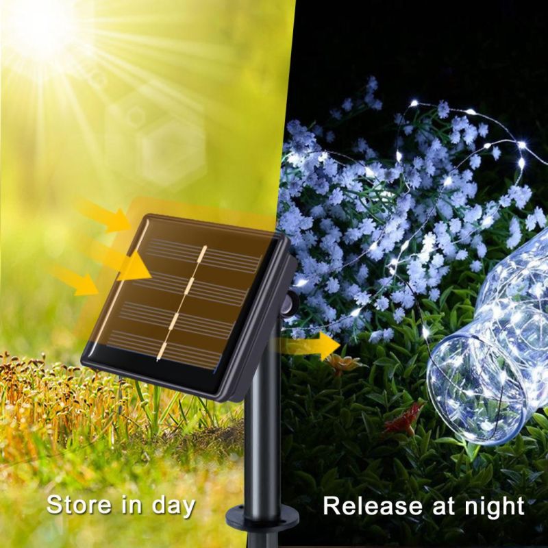 22m 200lights LED Solar Strip Light Outdoor Copper Wire Light