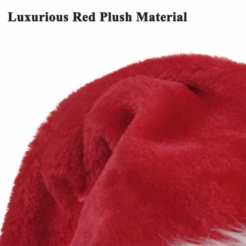 Wholesale Christmas Good Quality Comfort Soft Double Liner Plush Red Velvet Santa Claus Hat