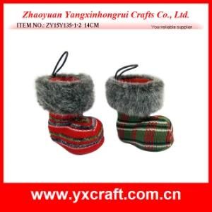 Christmas Decoration (ZY15Y135-1-2) Fuzzy Wooly Christmas Shoe Decoration