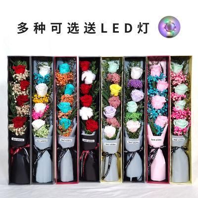 Preserved Rose Bouquet in Box - Grade a Eternal Rose Creative Gifts for Friend or Women and Family on Valentine&prime;s Day, christmas, Birthday