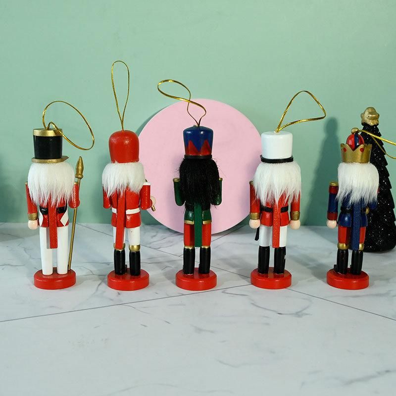 5PCS Nutcracker Ornaments Wooden Nutcracker Figures Christmas Decorations for Xmas Tree