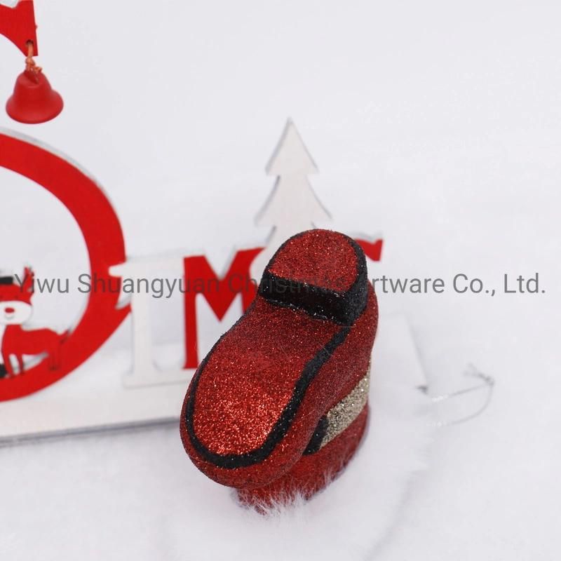 New Design Christmas Santa Shoes Boots for Holiday Wedding Party Decoration Supplies Hook Ornament Craft Gifts