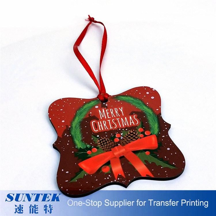 Square Christmas Ornament Supplier Sublimation Wooden Christmas Ornament Heat Press Xmas Decoration