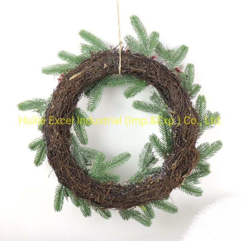 Artificial Wreaths Xmas Natural Rattan Wreath Outdoor PE Garland Wreath