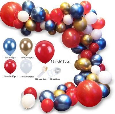 Independence Day Balloon Garland Red Blue White with DOT Glue Strips Ribbon Patriotic Decorations Arch Kit 4th of July Party Supplies