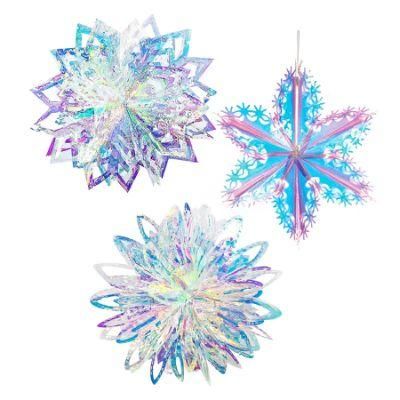 Neon Color Film Ornaments, Party Wedding, New Year, Valentine&prime; S Day, Kindergarten, Christmas Window, Snowflake Decoration Pendant