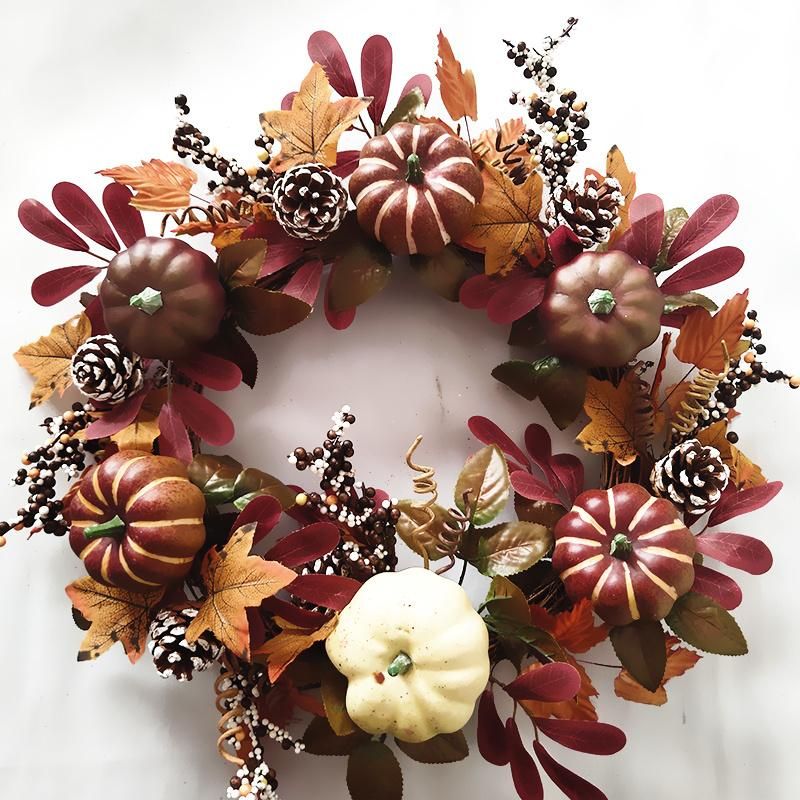 Yellow Artificial Pumpkin Halloween Wreath