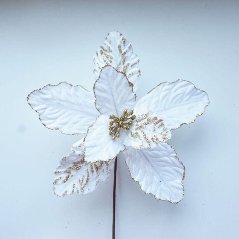 White Poinsettia Flowers for Christmas Tree Decoration