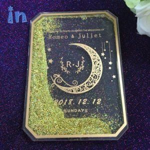 High Quality Custimized Design Glitter Sweet Acrylic Wedding Invitation